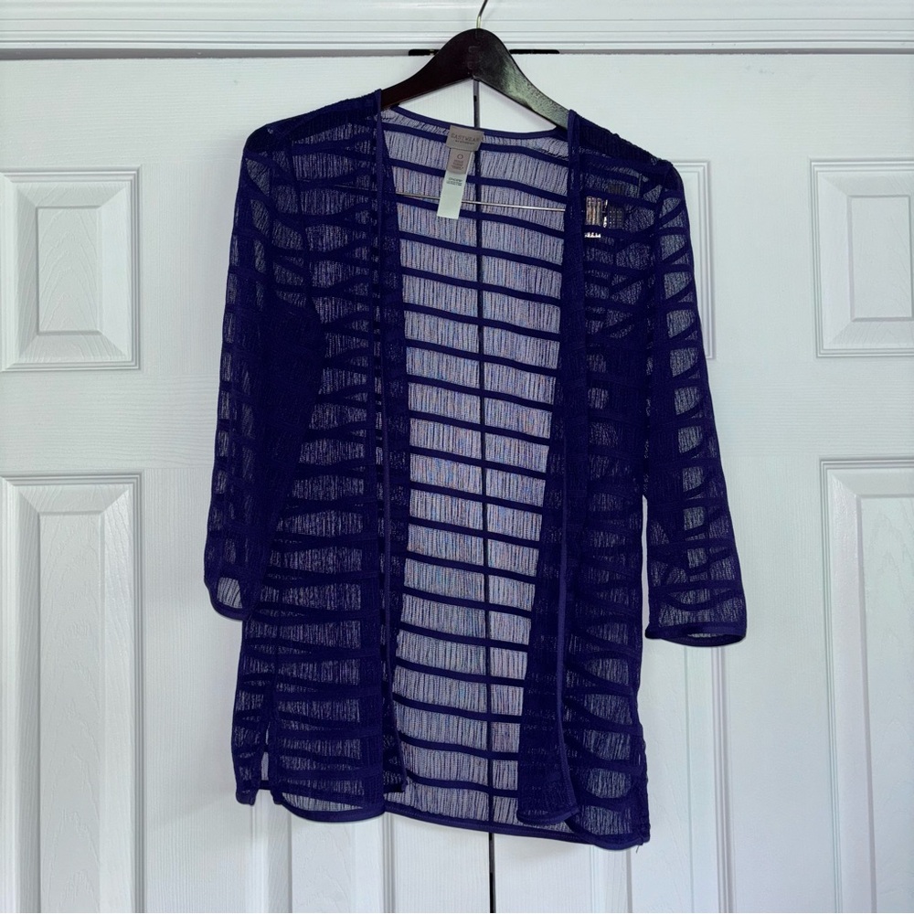 Chico’s Easywear Purple Sheer Open-Front Cardigan Size 0 or Small